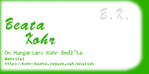 beata kohr business card